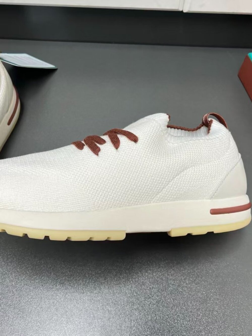 Loro Piana 360 Flexy Walk Knit Sneakers White Chestnut - Picture 4 of 8